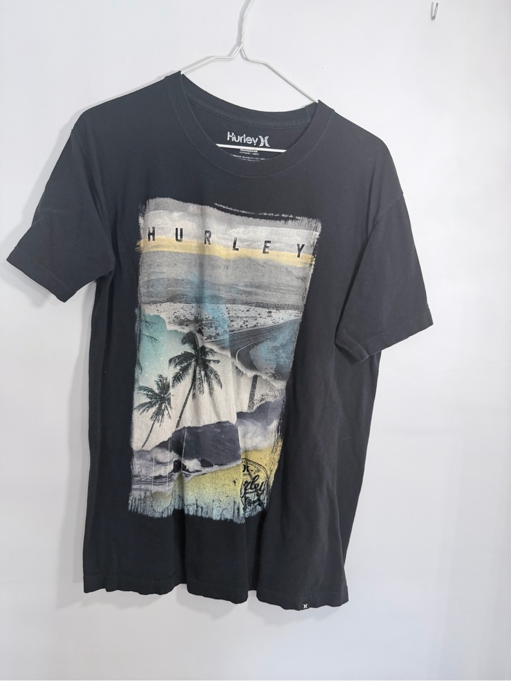 Hurley Black Graphic Coastal Short Sleeve Tee